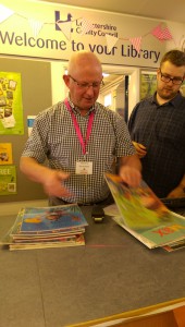 Volunteer faced with first user's books to issue!